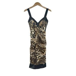 CACHE Women's Sleeveless Y2K Vintage Retro Leopard Print Bodycon Dress Size 2